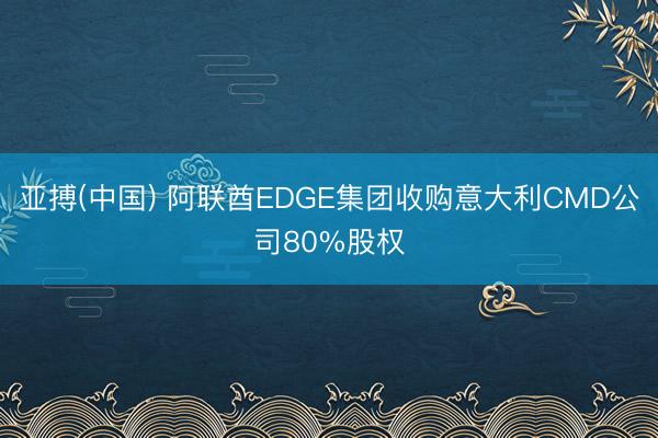 亚搏(中国) 阿联酋EDGE集团收购意大利CMD公司80%股权