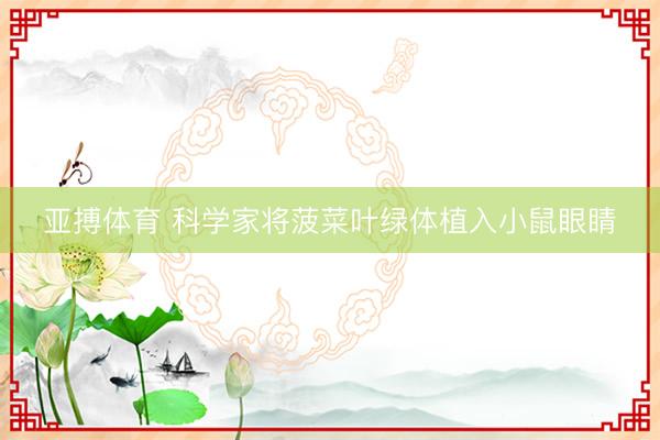 亚搏体育 科学家将菠菜叶绿体植入小鼠眼睛