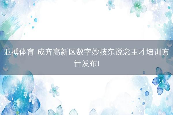 亚搏体育 成齐高新区数字妙技东说念主才培训方针发布!