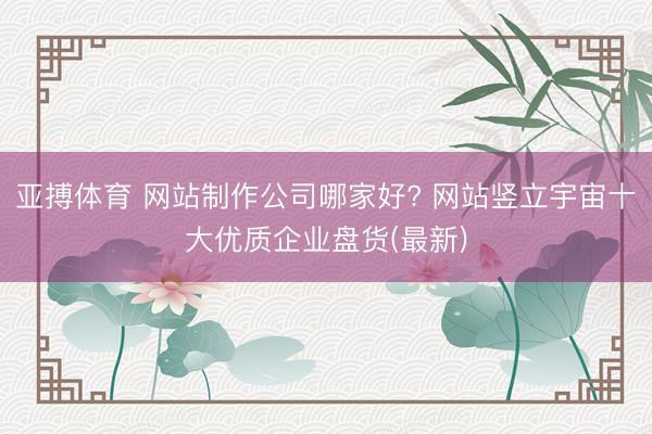 亚搏体育 网站制作公司哪家好? 网站竖立宇宙十大优质企业盘货(最新)