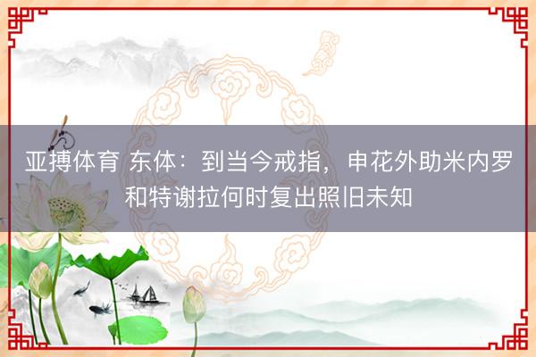 亚搏体育 东体：到当今戒指，申花外助米内罗和特谢拉何时复出照旧未知