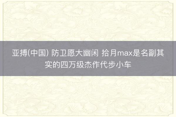 亚搏(中国) 防卫愿大幽闲 拾月max是名副其实的四万级杰作代步小车