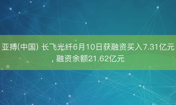 亚搏(中国) 长飞光纤6月10日获融资买入7.31亿元， 融资余额21.62亿元