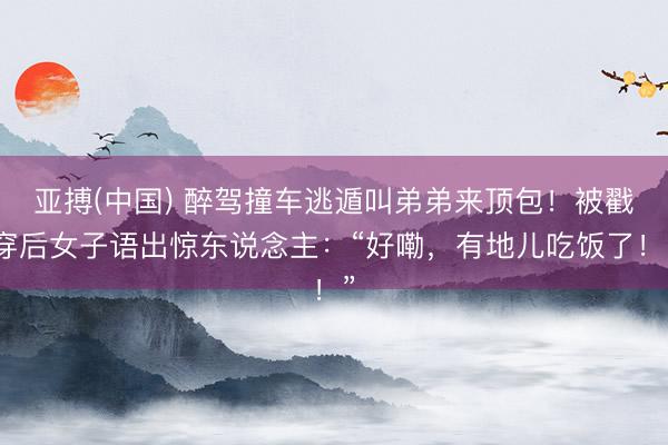 亚搏(中国) 醉驾撞车逃遁叫弟弟来顶包！被戳穿后女子语出惊东说念主：“好嘞，有地儿吃饭了！”